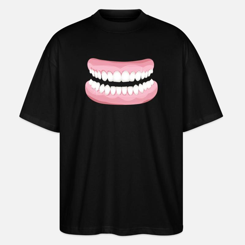 strahlendes Gebiss mit blitzsauberen Zähnen - Stanley/Stella Oversized Unisex Bio T-Shirt Blaster 2.0 - Schwarz