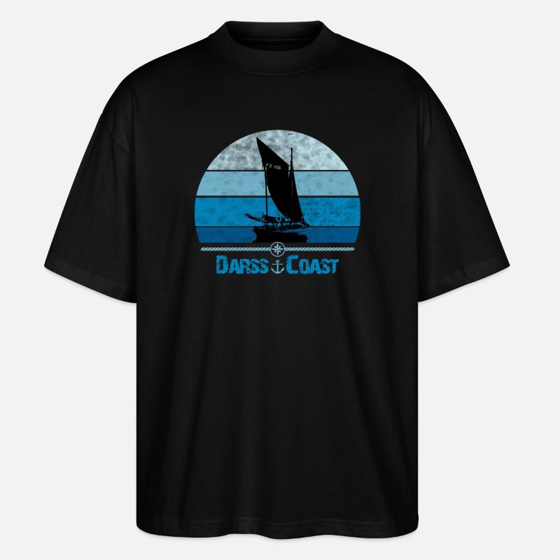 Darss Coast with Zeesboot - Stanley/Stella Oversized Unisex Organic T-shirt Blaster 2.0 - black