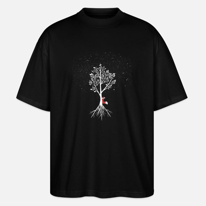 Weide mit Fuchs und Wurzeln - Stanley/Stella Oversized Unisex Bio T-Shirt Blaster 2.0 - Schwarz
