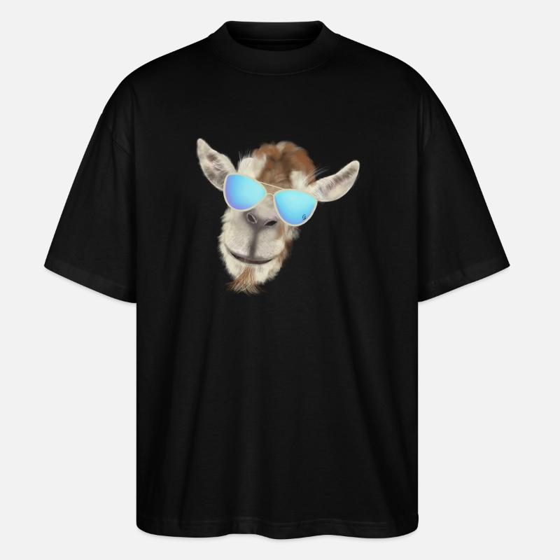 Lässiger Ziegenkopf mit Sonnenbrille - Stanley/Stella Oversized Unisex Bio T-Shirt Blaster 2.0 - Schwarz