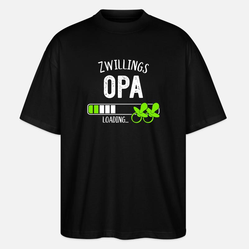Zwillingsopa Loading Opa Großvater Zwillinge - Stanley/Stella Oversized Unisex Bio T-Shirt Blaster 2.0 - Schwarz