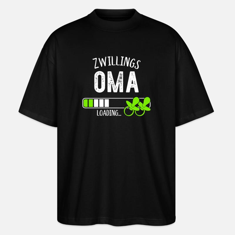Zwillingsoma Loading Oma Großmutter Zwillinge - Stanley/Stella Oversized Unisex Bio T-Shirt Blaster 2.0 - Schwarz