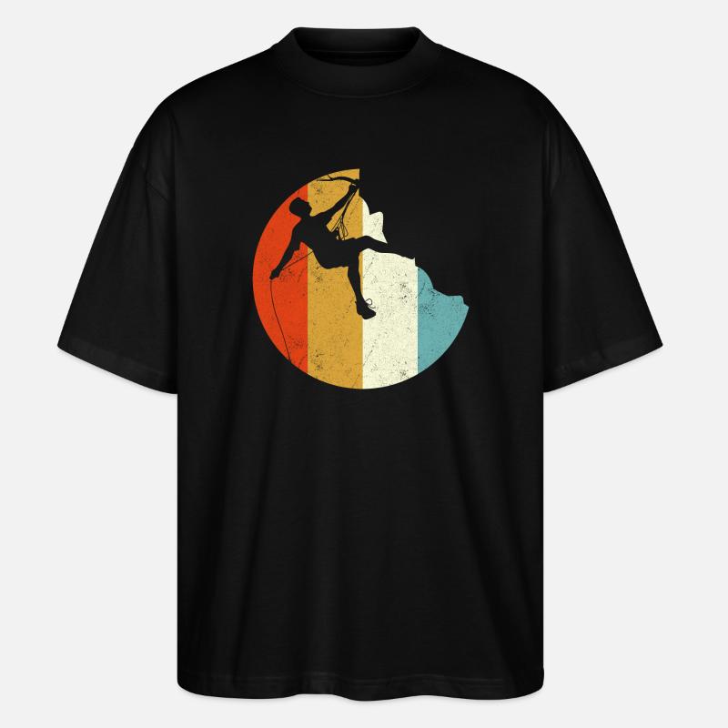 Climber Silhouette on Rainbow Gradient Globe - Stanley/Stella Oversized Unisex Organic T-shirt Blaster 2.0 - black