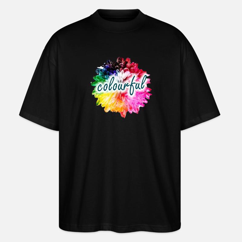 Regenbogenblume Farbexplosion - Stanley/Stella Oversized Unisex Bio T-Shirt Blaster 2.0 - Schwarz