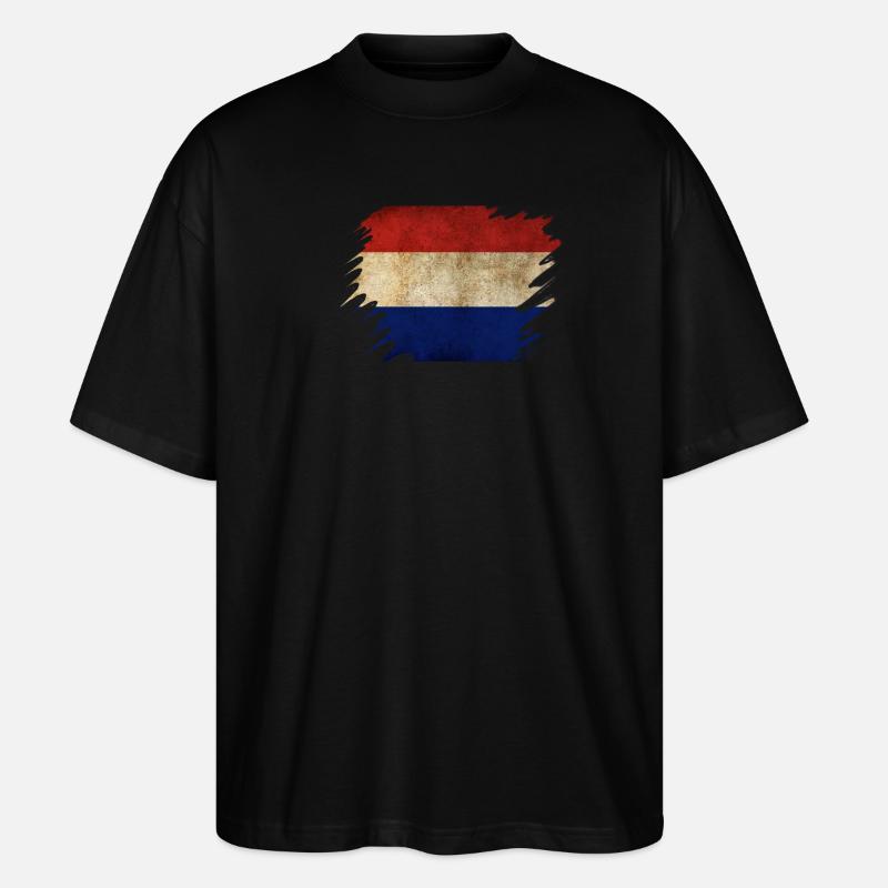 Conception du drapeau néerlandais Grunge - T-shirt bio Blaster 2.0 coupe oversize Stanley/Stella Unisexe - noir