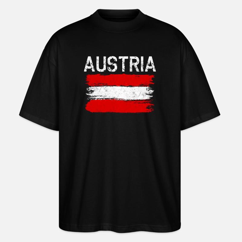 Austria Brushed Flag Grafik - Stanley/Stella Oversized Unisex Bio T-Shirt Blaster 2.0 - Schwarz
