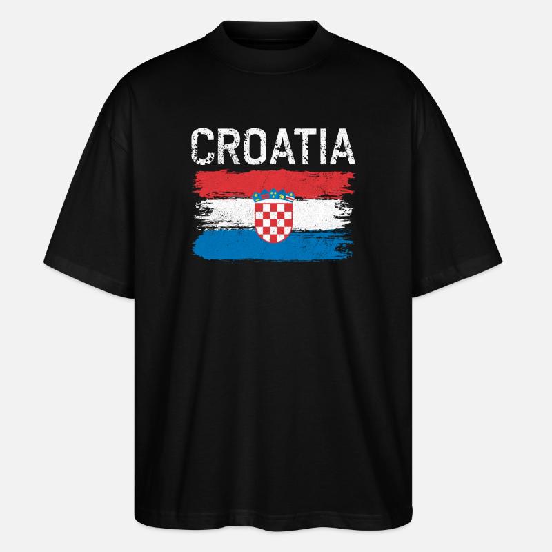 Kroatisches Pinselflaggenwappen - Stanley/Stella Oversized Unisex Bio T-Shirt Blaster 2.0 - Schwarz