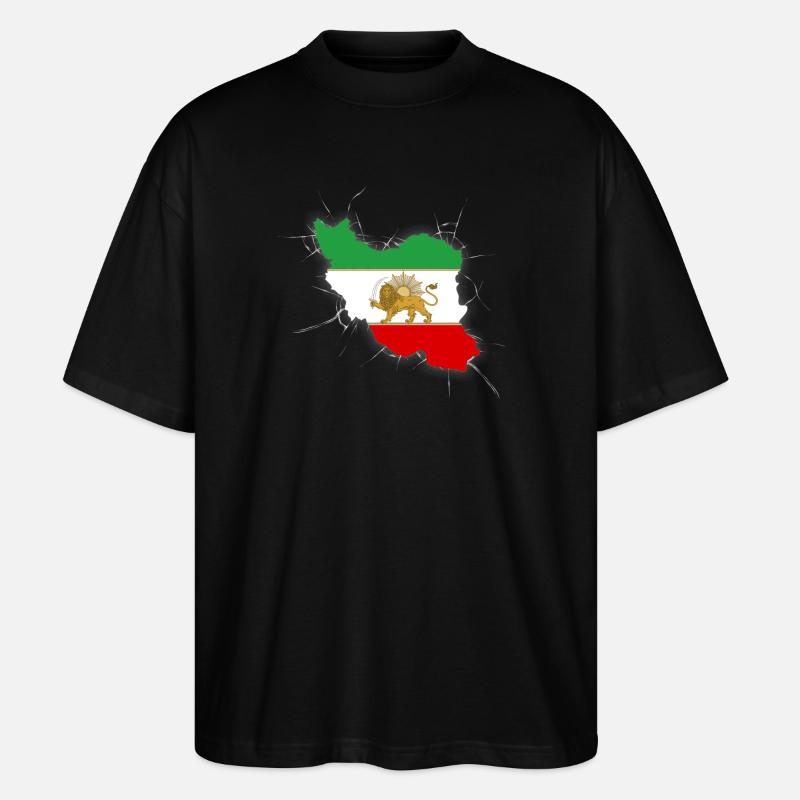 Drapeau Iran Lion et Soleil - شیر خورشید - T-shirt bio Blaster 2.0 coupe oversize Stanley/Stella Unisexe - noir