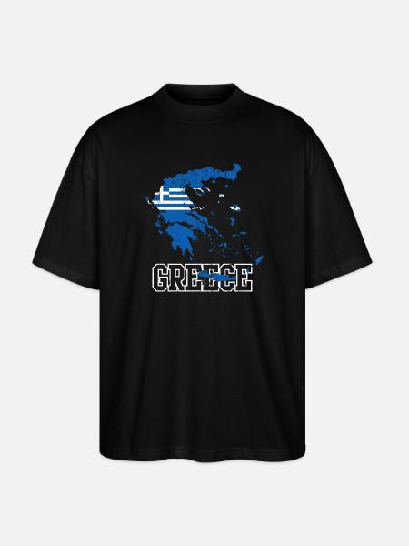 Greece Flag Map Design - Stanley/Stella Oversized Unisex Organic T-shirt Blaster 2.0 - black