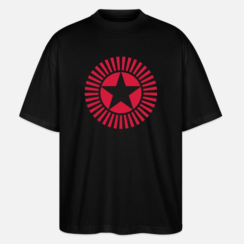 Kunstvoller roter Stern mit Strahlenkranz - Stanley/Stella Oversized Unisex Bio T-Shirt Blaster 2.0 - Schwarz