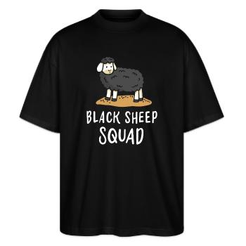 Schwarzes Schaf - Stanley/Stella Oversized Unisex Bio T-Shirt Blaster 2.0 - Schwarz - Vorne - Alina (178cm) & Michal (187cm)