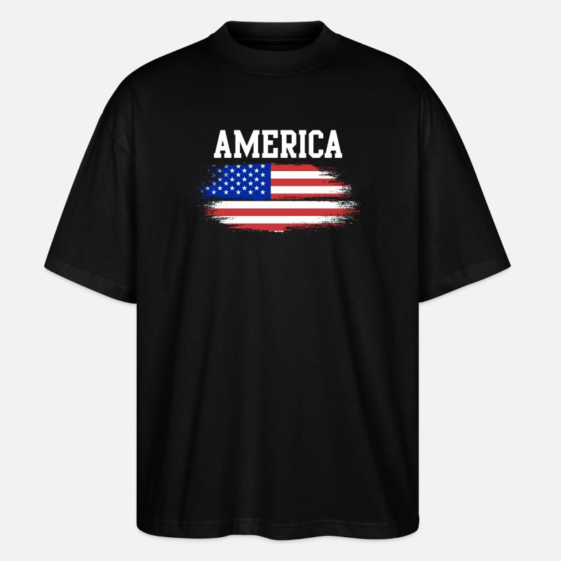Flaggenbrush Americana - Stanley/Stella Oversized Unisex Bio T-Shirt Blaster 2.0 - Schwarz