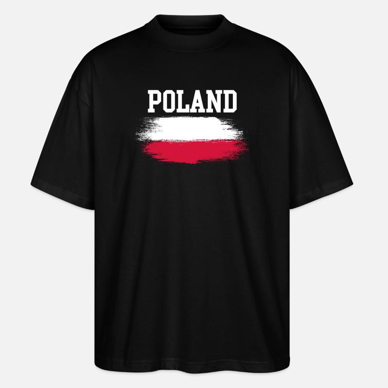 Poland Brush Flag Typografie - Stanley/Stella Oversized Unisex Bio T-Shirt Blaster 2.0 - Schwarz