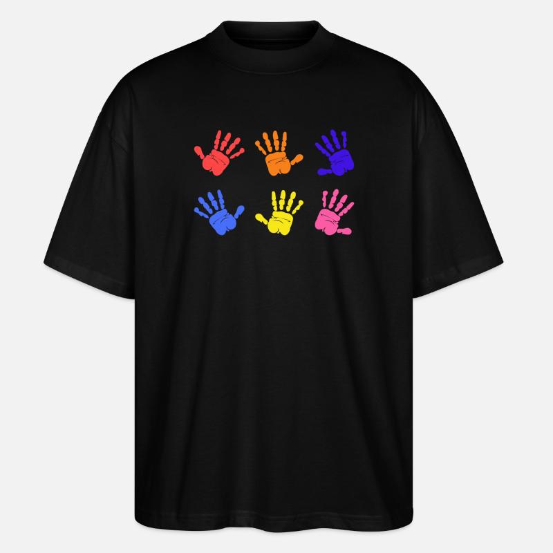 Autism Handprints - Stanley/Stella Oversized Unisex Organic T-shirt Blaster 2.0 - black