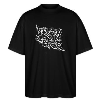Breakdance Graffiti - Stanley/Stella Oversized Unisex Bio T-Shirt Blaster 2.0 - Schwarz - Vorne - Alina (178cm) & Michal (187cm)
