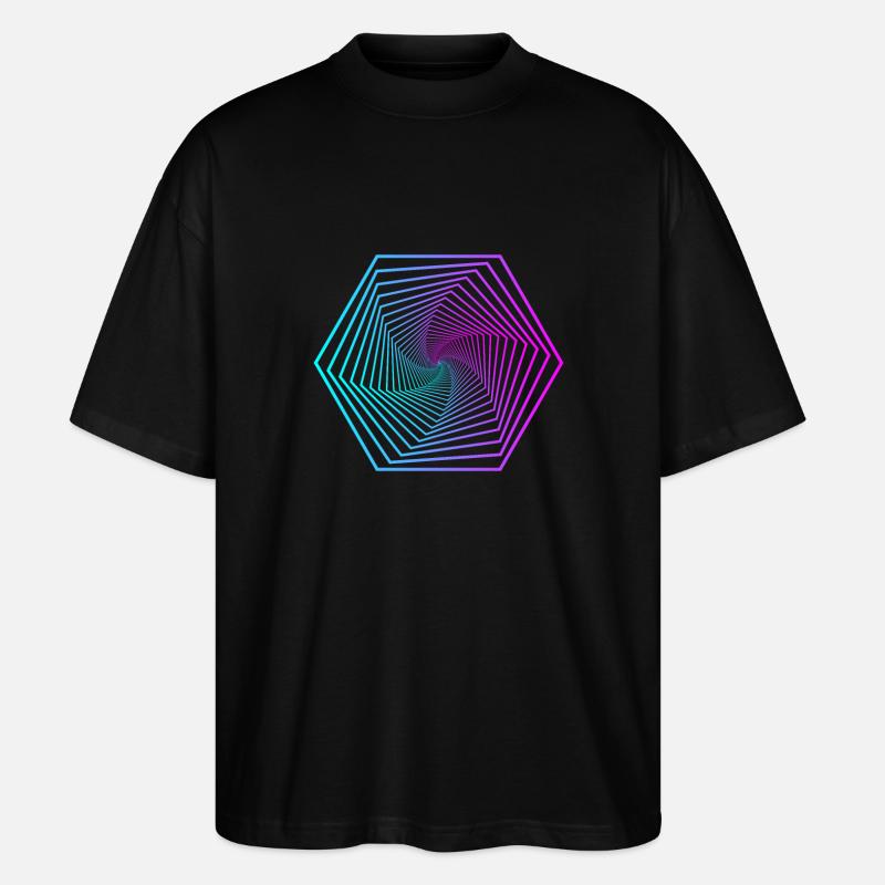 Neon-Polygonspirale Gradient - Stanley/Stella Oversized Unisex Bio T-Shirt Blaster 2.0 - Schwarz