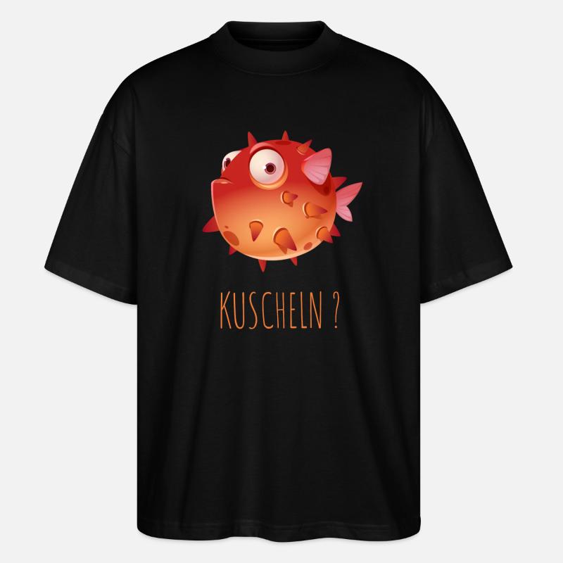 Kuscheln mit Kugelfisch - Lustiger Spruch - Stanley/Stella Oversized Unisex Bio T-Shirt Blaster 2.0 - Schwarz