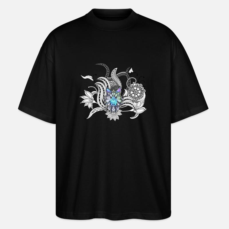 Ehrfürchtiger Wolf, lineart - Stanley/Stella Oversized Unisex Bio T-Shirt Blaster 2.0 - Schwarz