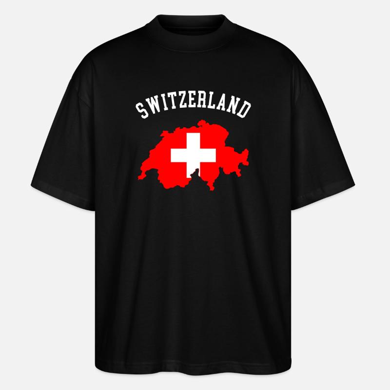 Schweizer Flaggenkarte - Stanley/Stella Oversized Unisex Bio T-Shirt Blaster 2.0 - Schwarz