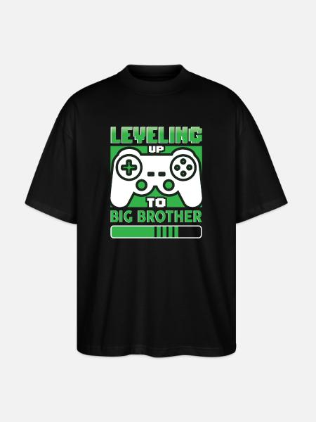 Leveling Up To Big Brother - Stanley/Stella Oversized Unisex Organic T-shirt Blaster 2.0 - black