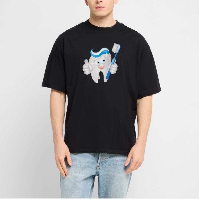 radiant white tooth with toothpaste as a comic Stanley/Stella Oversized Unisex Organic T-shirt Blaster 2.0