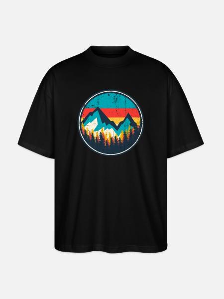 Aurora Ridge Mountain Sunset - Stanley/Stella Oversized Unisex Organic T-shirt Blaster 2.0 - black