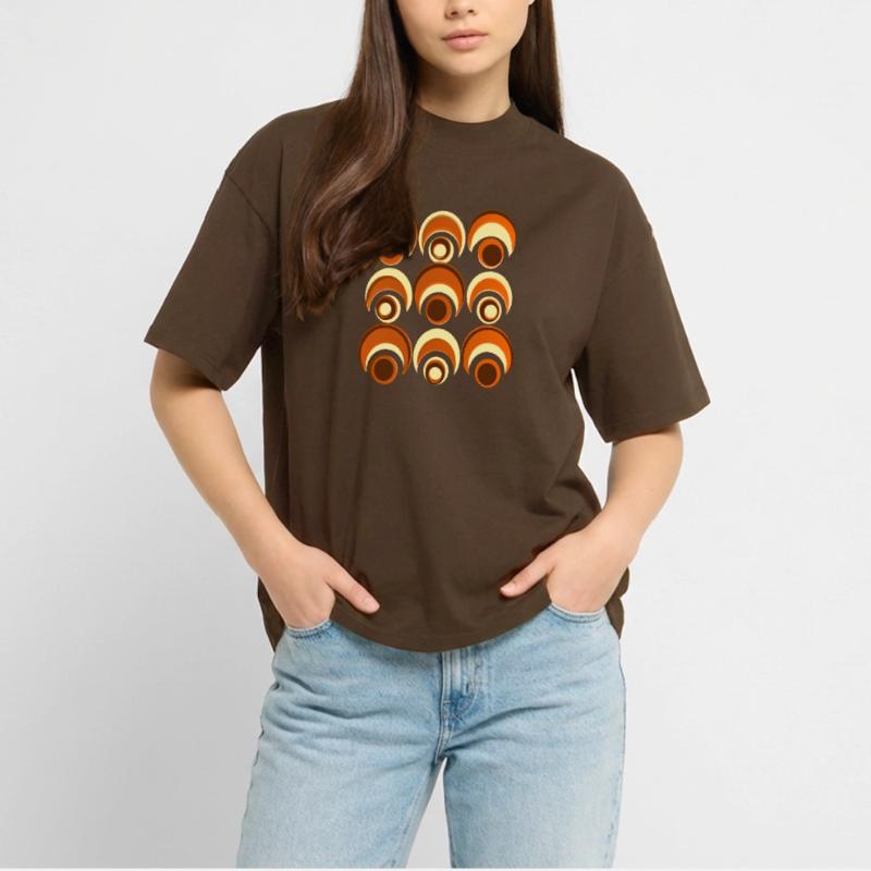 60s 70s Retro Pattern Circle Style Pattern Stanley/Stella Oversized Unisex Organic T-shirt Blaster 2.0