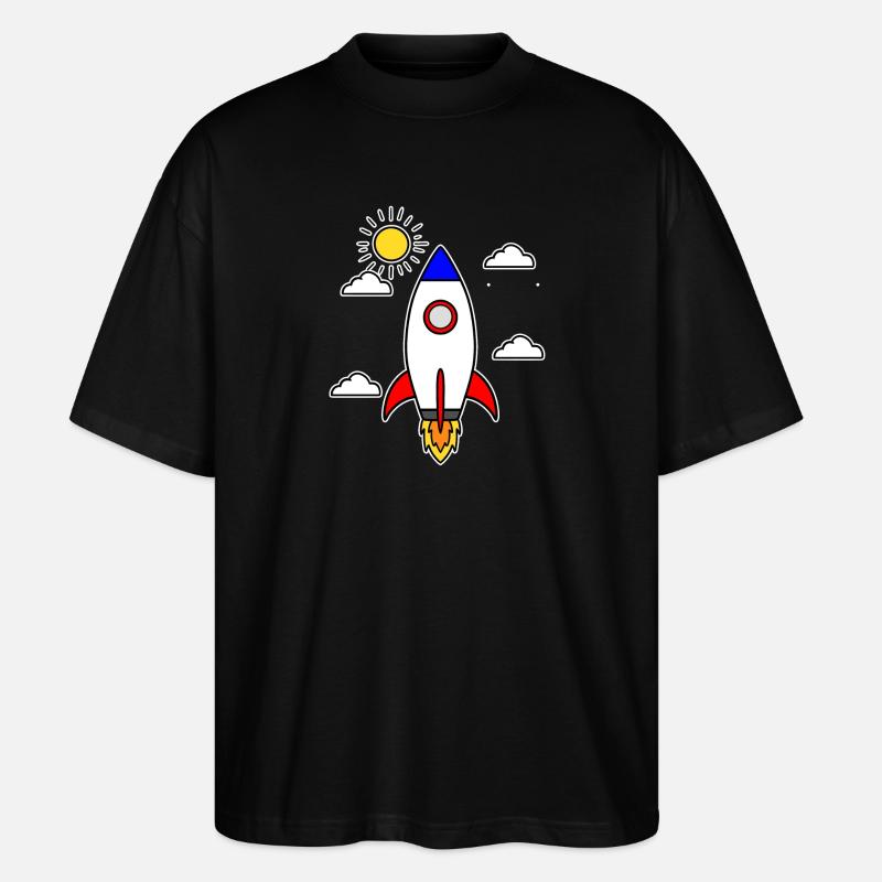 Schulstart Rakete Raumschiff Schulbeginn Schule - Stanley/Stella Oversized Unisex Bio T-Shirt Blaster 2.0 - Schwarz