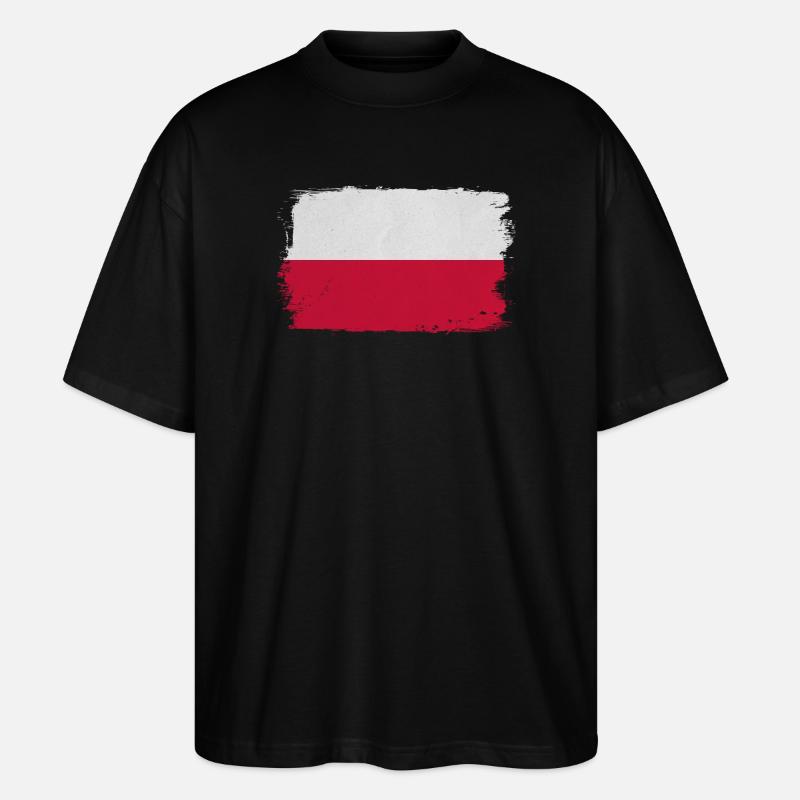 Polnische Flagge Pinselstil - Stanley/Stella Oversized Unisex Bio T-Shirt Blaster 2.0 - Schwarz