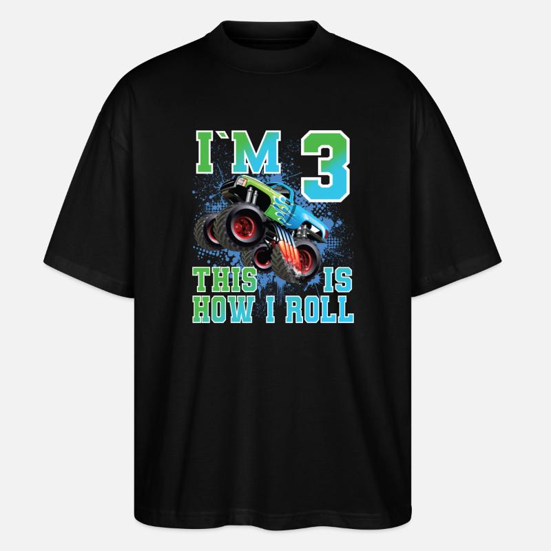 3 ans anniversaire d’enfant Monstertruck - T-shirt bio Blaster 2.0 coupe oversize Stanley/Stella Unisexe - noir