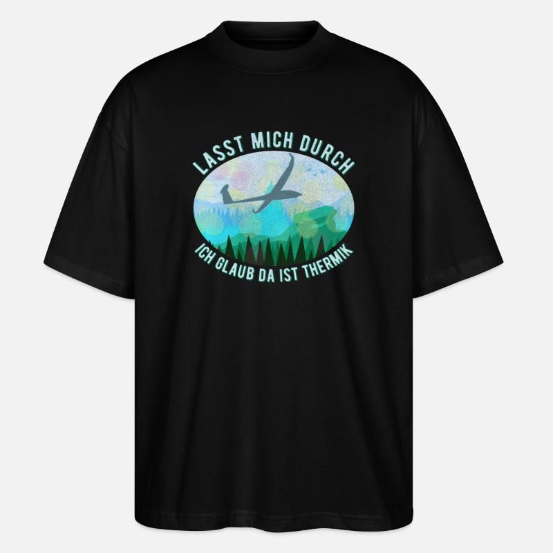 Modell Segelflugzeug Landschaft Retro Blau - Stanley/Stella Oversized Unisex Bio T-Shirt Blaster 2.0 - Schwarz