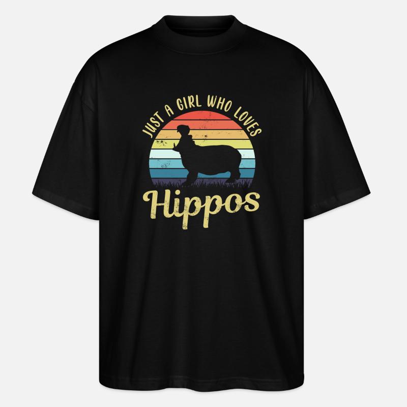 Nilpferd Flusspferd Hippo - Stanley/Stella Oversized Unisex Bio T-Shirt Blaster 2.0 - Schwarz