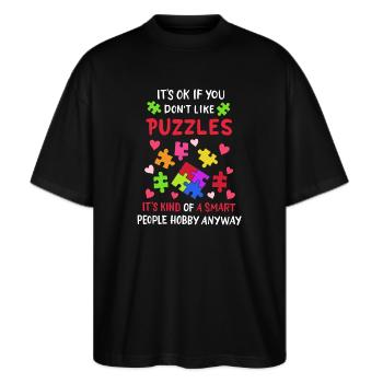 Puzzle Puzzles - Stanley/Stella Oversized Unisex Bio T-Shirt Blaster 2.0 - Schwarz - Vorne - Alina (178cm) & Michal (187cm)