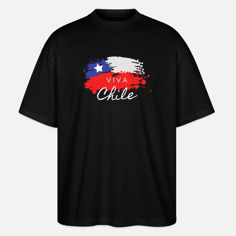 T-shirt Viva Chile Drapeau Tain - T-shirt bio Blaster 2.0 coupe oversize Stanley/Stella Unisexe - noir