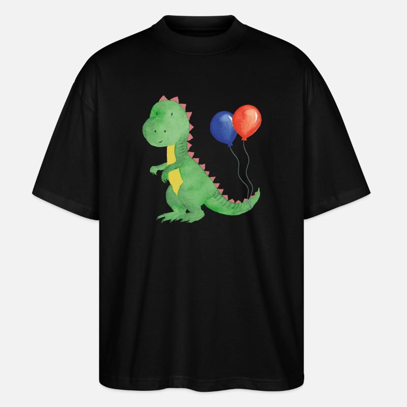 Kleiner Dino mit Luftballons - Stanley/Stella Oversized Unisex Bio T-Shirt Blaster 2.0 - Schwarz