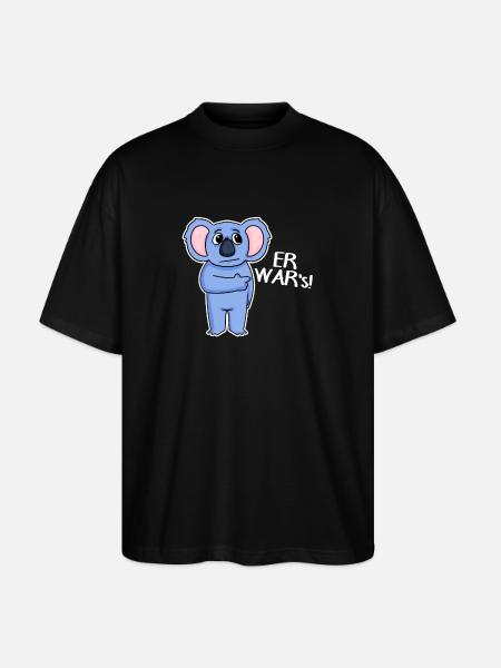Koala Funny - He Was It - Stanley/Stella Oversized Unisex Organic T-shirt Blaster 2.0 - black
