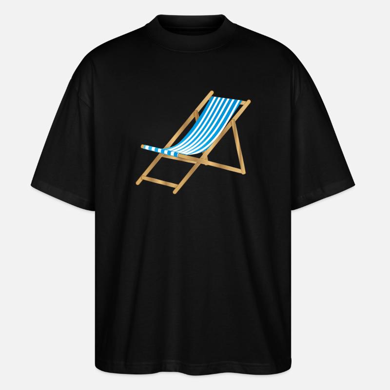 blau weiß gestreifter maritimer Liegestuhl - Stanley/Stella Oversized Unisex Bio T-Shirt Blaster 2.0 - Schwarz