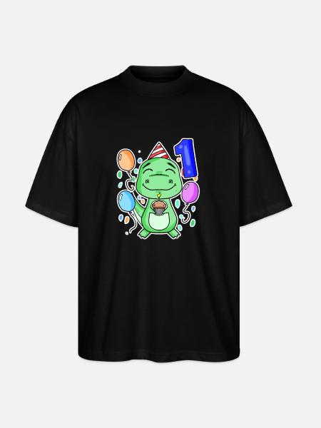 1st birthday - 1 year old - Stanley/Stella Oversized Unisex Organic T-shirt Blaster 2.0 - black