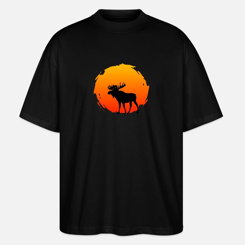 An Elk With A Sunset - Stanley/Stella Oversized Unisex Organic T-shirt Blaster 2.0 - black