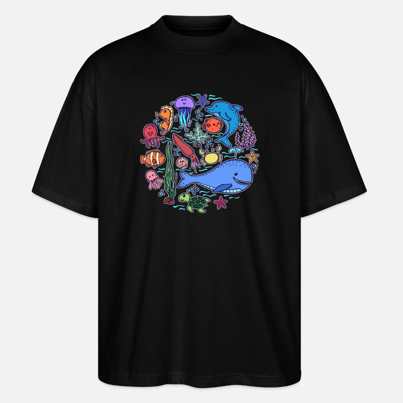 Fisch Blauwal Tier Lebewesen Tierwelt - Stanley/Stella Oversized Unisex Bio T-Shirt Blaster 2.0 - Schwarz