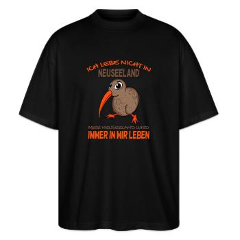 Kiwi Neuseeland - Stanley/Stella Oversized Unisex Bio T-Shirt Blaster 2.0 - Schwarz - Vorne - Alina (178cm) & Michal (187cm)