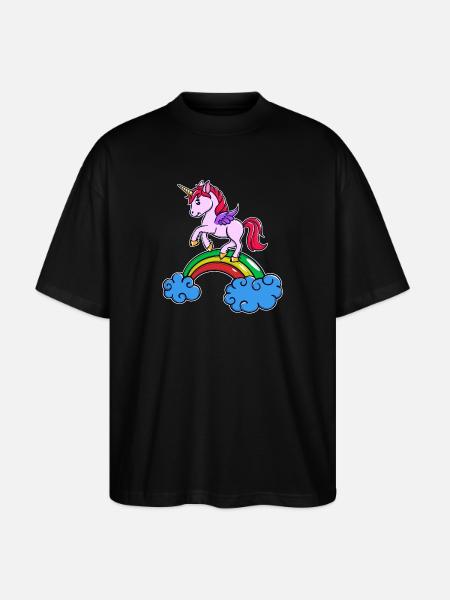 Einhorn Cool Tier - Stanley/Stella Oversized Unisex Bio T-Shirt Blaster 2.0 - Schwarz