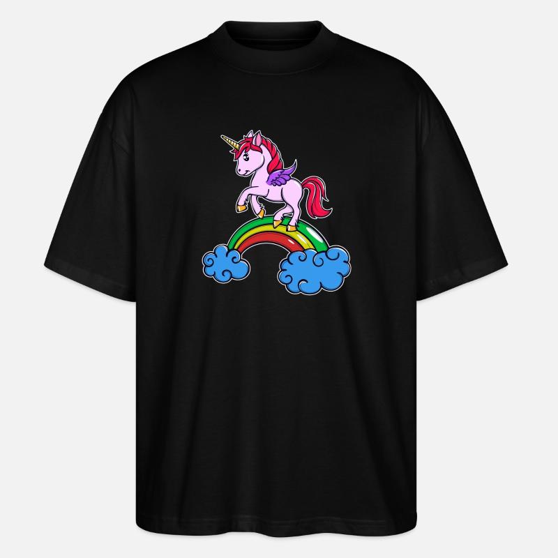 Einhorn Cool Tier - Stanley/Stella Oversized Unisex Bio T-Shirt Blaster 2.0 - Schwarz
