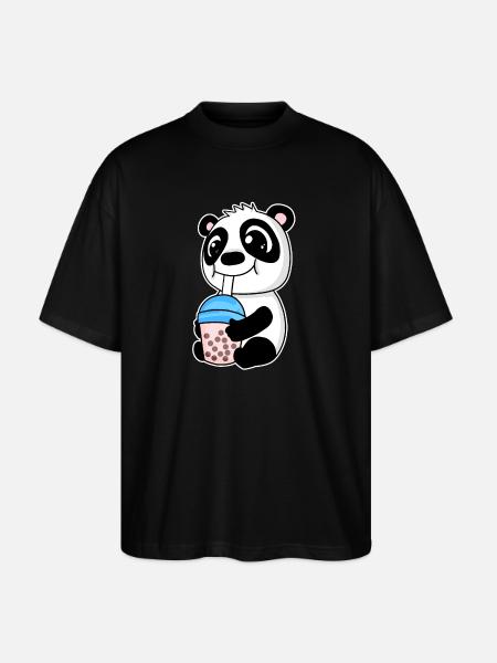 Bubble Tea Panda - Stanley/Stella Oversized Unisex Organic T-shirt Blaster 2.0 - black