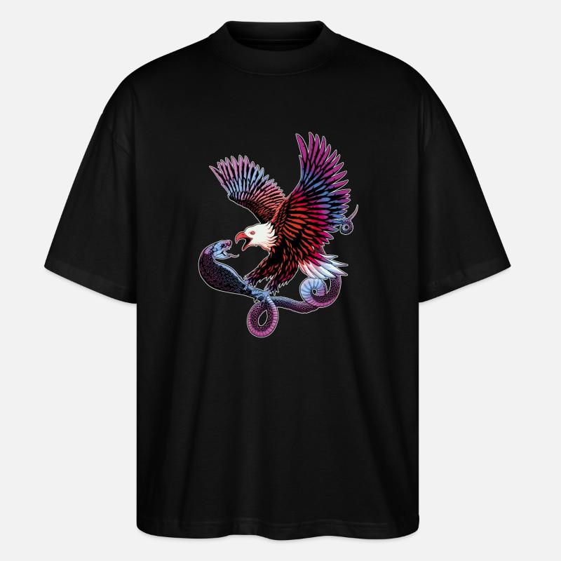 Adler und Schlange - Stanley/Stella Oversized Unisex Bio T-Shirt Blaster 2.0 - Schwarz