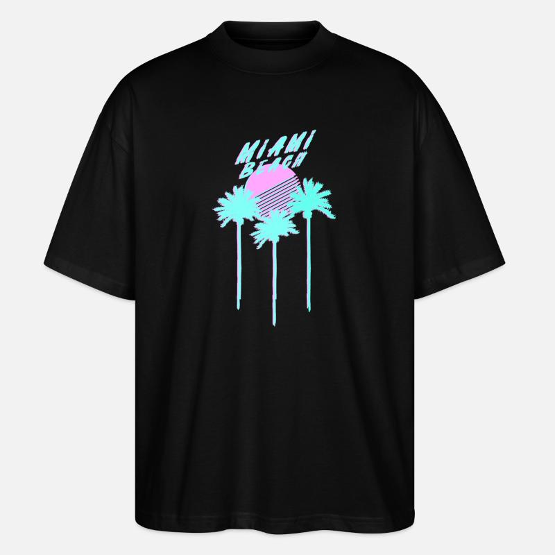 Miami Beach 80's Retro Palmen - Stanley/Stella Oversized Unisex Bio T-Shirt Blaster 2.0 - Schwarz