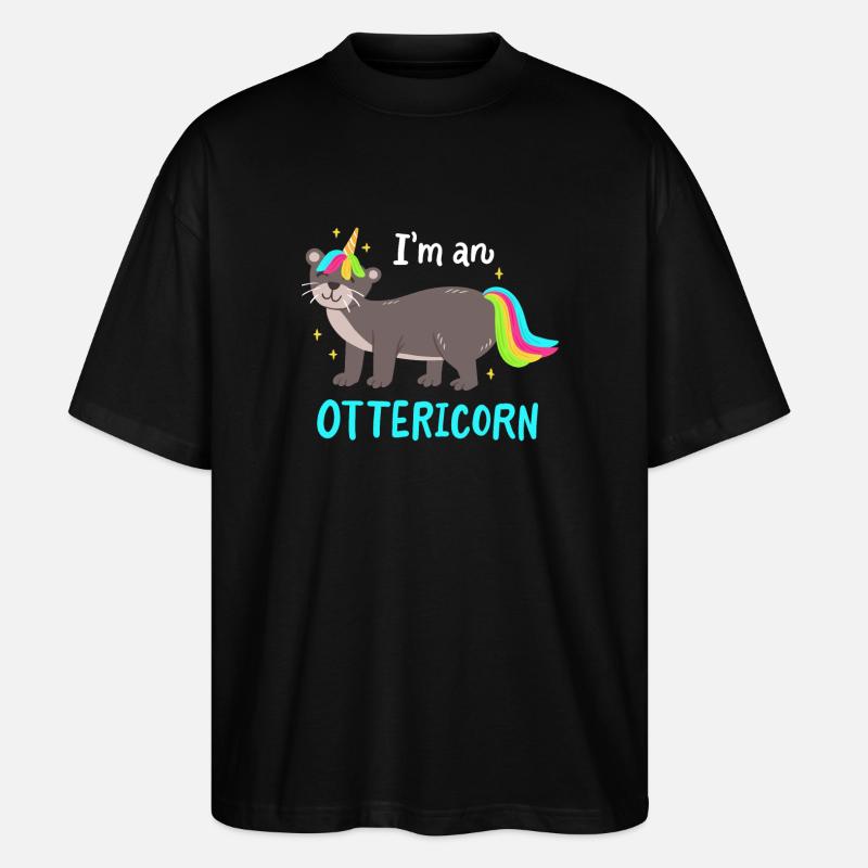 Otter Einhorn - Stanley/Stella Oversized Unisex Bio T-Shirt Blaster 2.0 - Schwarz