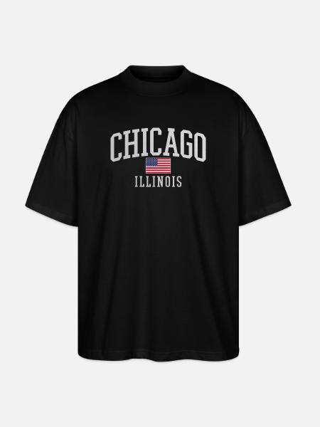 Chicago Flag Arc Emblem - Stanley/Stella Oversized Unisex Bio T-Shirt Blaster 2.0 - Schwarz