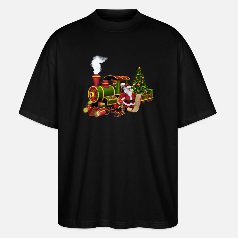 Santa mit einem Zug - Stanley/Stella Oversized Unisex Bio T-Shirt Blaster 2.0 - Schwarz