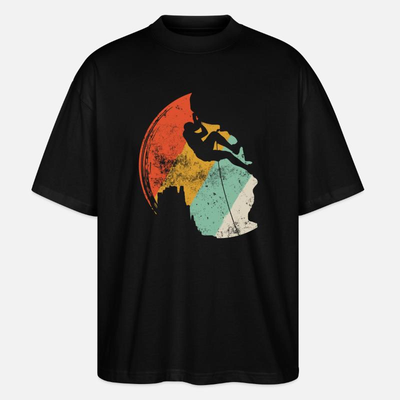 Sunset Surf Silhouette on Retro Arc - Stanley/Stella Oversized Unisex Organic T-shirt Blaster 2.0 - black